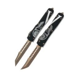 Microtech Signature Series Ultratech Hellhound And Warhound Molon Labe Engraving  - 119-13SETMLS