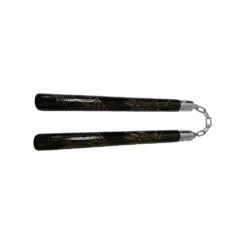 Wooden B.B. Round Chaku 12″ Black w/Carved Dargon – C118